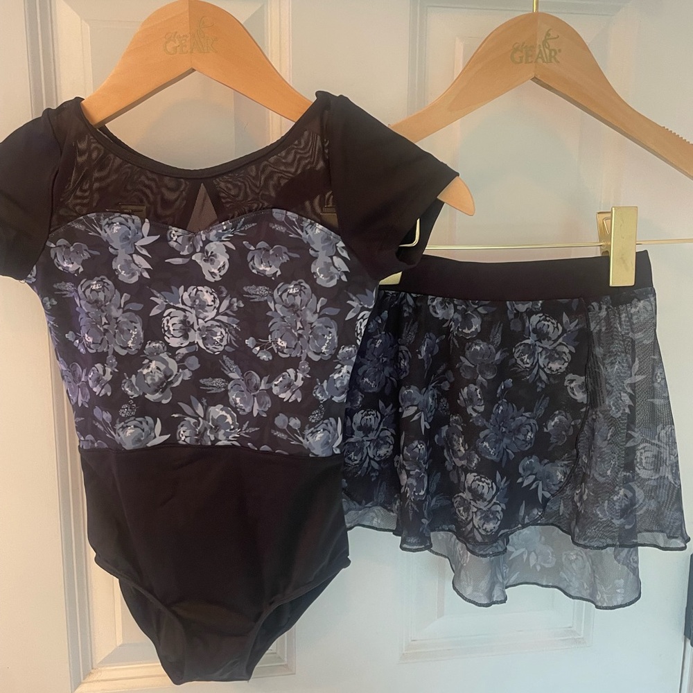 Floral Black and Gray Kids Dress Set